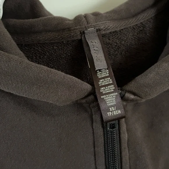 Skims French Terry Oversized Zip Up Hoodie 100% Cotton Iron Size XS - Picture 3 of 4